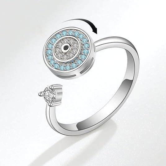 anillo de ansiedad giratorios con circonita cúbica azul turco - additional image 1