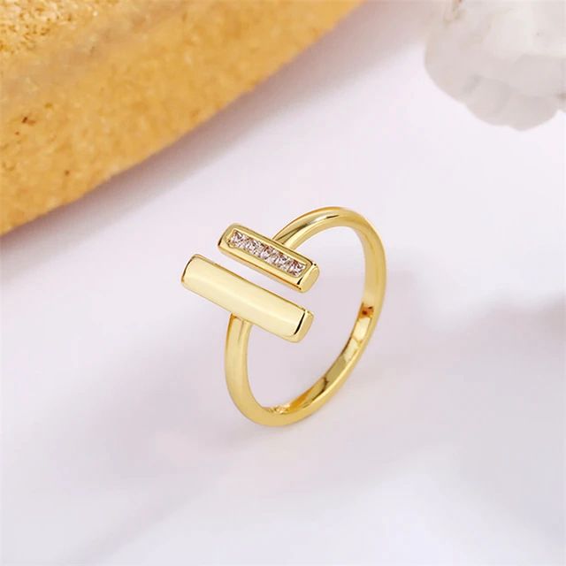 anillo doble barra oro