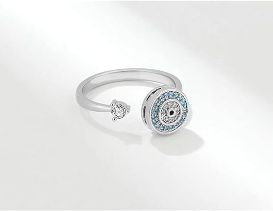 anillo de ansiedad giratorios con circonita cúbica azul turco - additional image 3