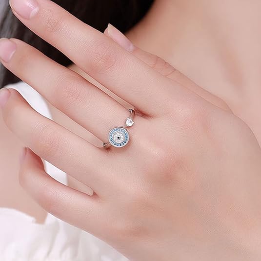 anillo de ansiedad giratorios con circonita cúbica azul turco - additional image 4