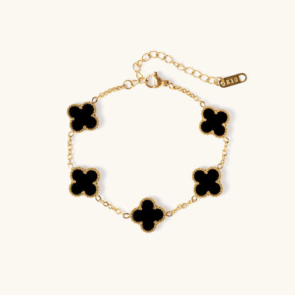 Pulsera trebol de cinco hojas negro