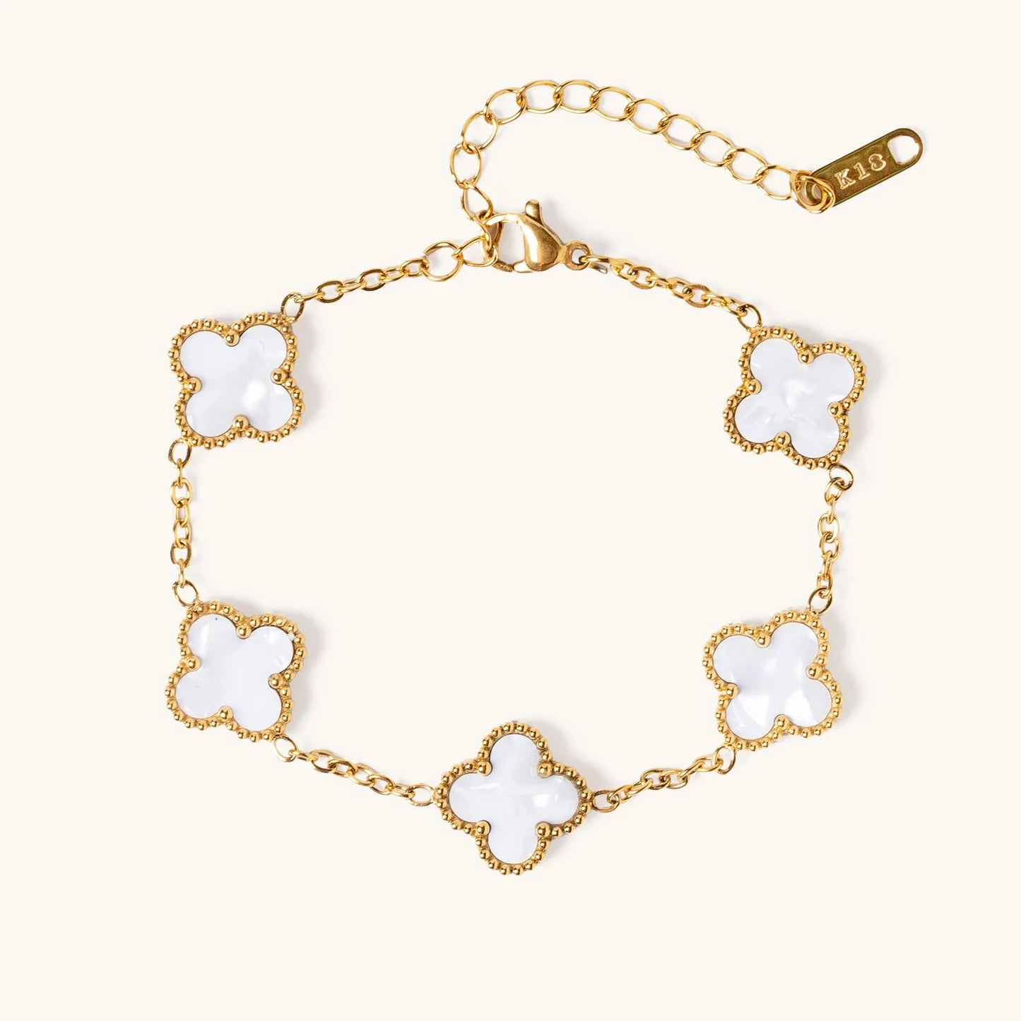 pulsera trebol de cinco hojas negro