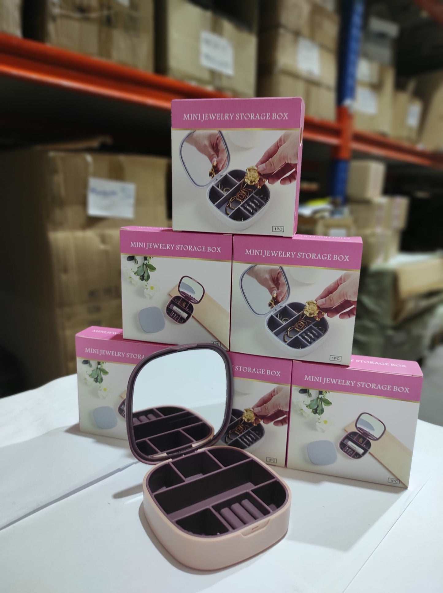 mini joyero con espejo de viaje ( rosa , blanco ) - additional image 3