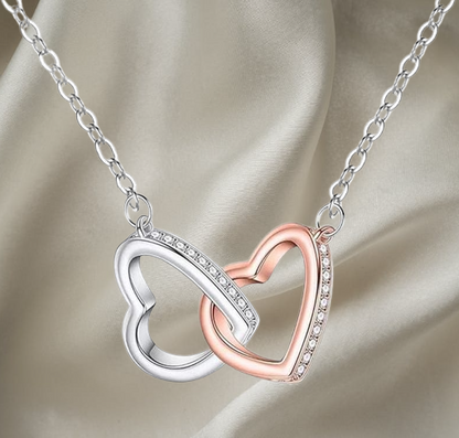 Collar de doble anillo de corazón bicolor